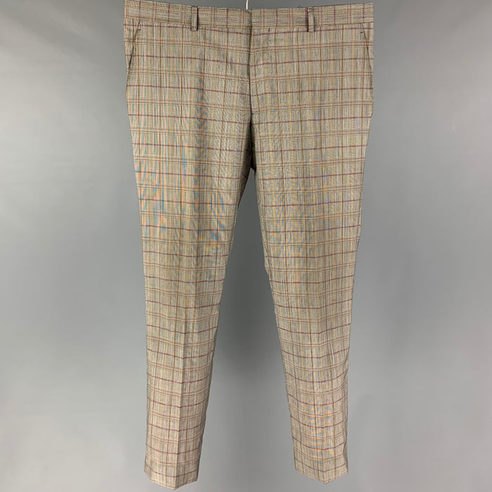 ETRO Size 36 Grey Black Plaid Wool Blend Zip Fly Dress Pants