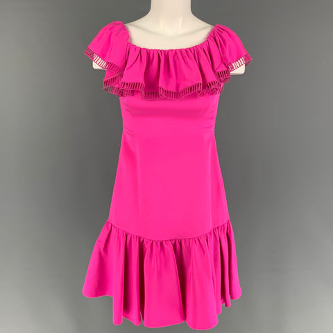 REBECCA TAYLOR Size XS Pink Silk Off-Shoulder Dress