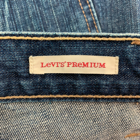 LEVI'S PREMIUM Size 32 Indigo Washed Cotton Cropped Jeans
