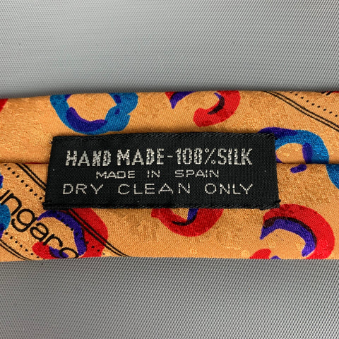 UNGARO Gold & Red Animal Print Silk Tie