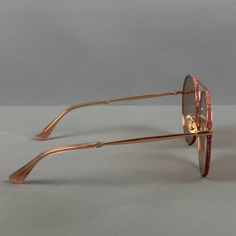 JIMMY CHOO Pink Glitter Metal Sunglasses