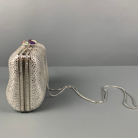 Vintage JUDITH LEIBER Silver Rhinestones Clutch Handbag