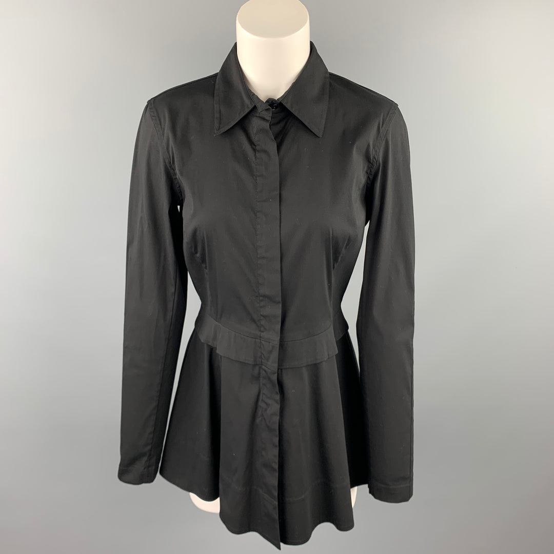 DONNA KARAN Size 8 Black Cotton Blend Long Sleeve Mini Dress  Sui Generis  Designer Consignment