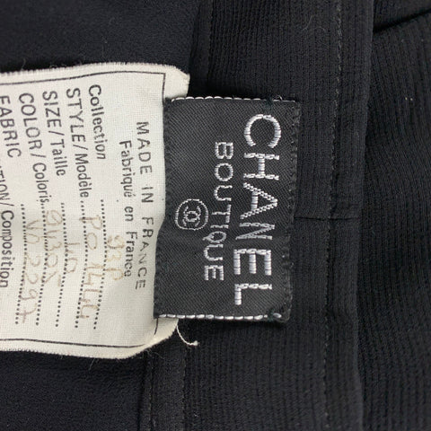 CHANEL 1993 Talla 10 Pantalón de vestir plisado de pierna ancha de seda negra