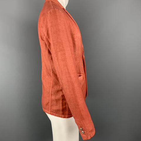 JUST CAVALLI Washed Brick Red Cotton / Linen Notch Lapel Sport Coat