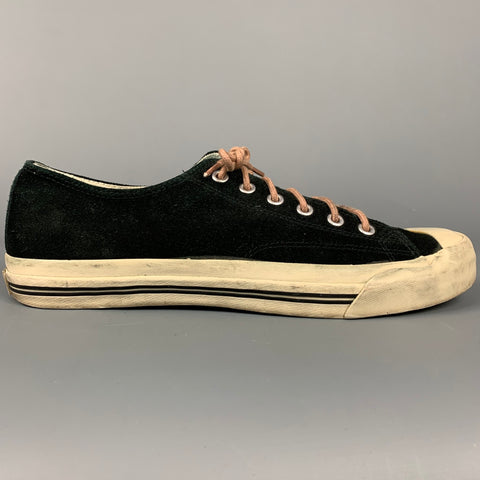 RALPH LAUREN Size 9 Black & Cream Color Block Suede Sneakers