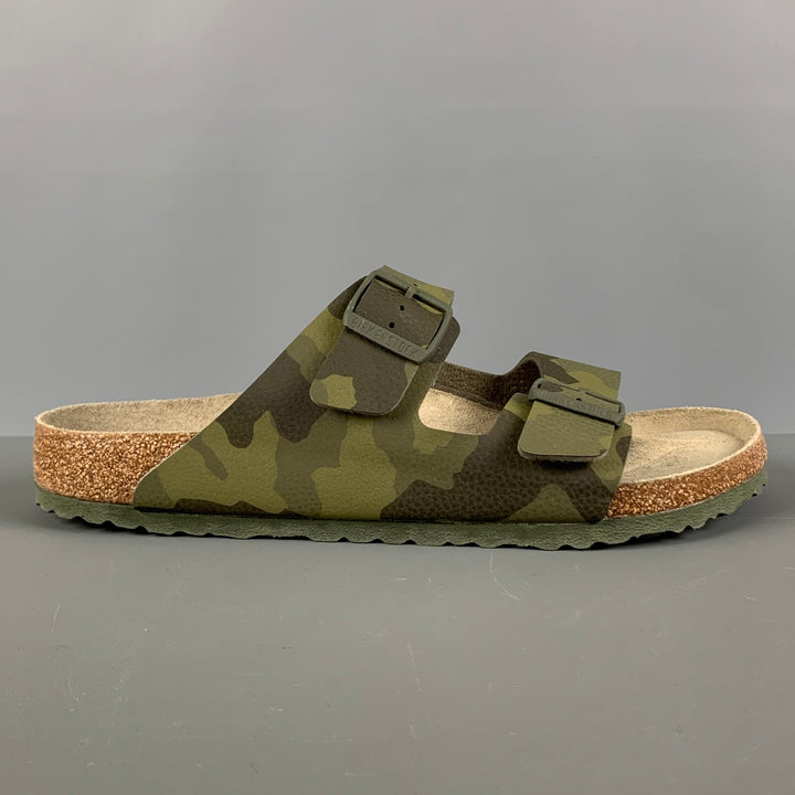 BIRKENSTOCK Size 11 Olive Camo Leather Sandals