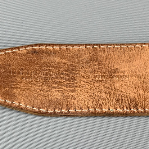 DOLCE & GABBANA Size M Tan Alligator Sterling Silver Buckle Belt