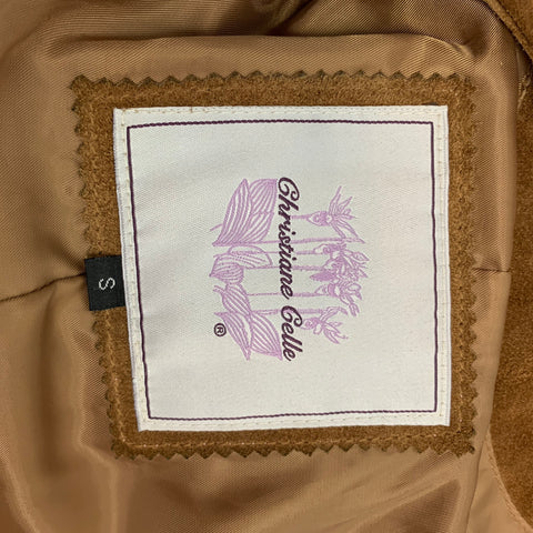 CHRISTIANE CELLE Size S Tan Suede Ruffled Coat