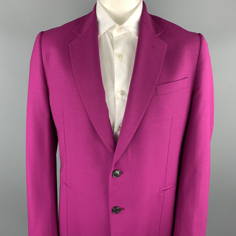 PAUL SMITH Size 46 Raspberry Wool Notch Lapel Sport Coat