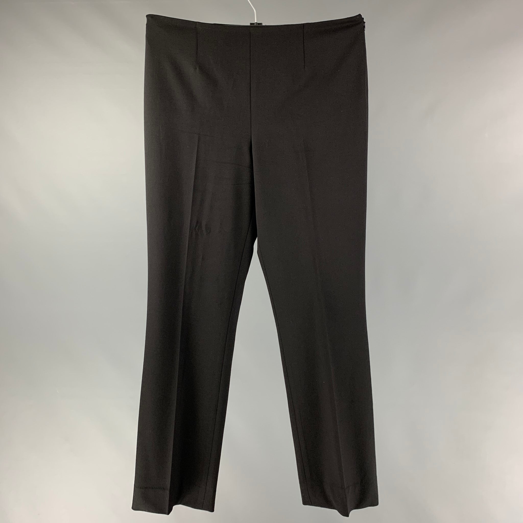 Buy the Womens Black Wool Flat Front Straight Leg Formal Dress Pants Size  40 | GoodwillFinds