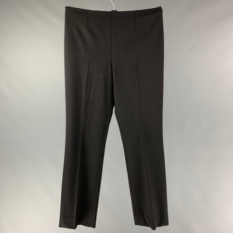 RALPH LAUREN BLACK LABEL Size 12 Black Wool Blend Solid Straight Dress Pants