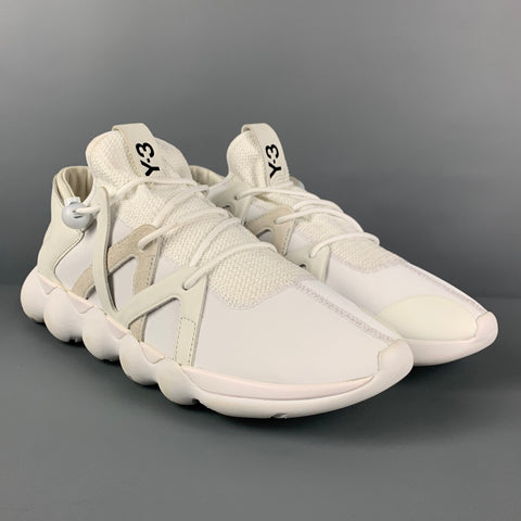 Y-3 by YOHJI YAMAMOTO Size 12.5 White Mixed Fabrics Leather Kyujo Low Sneakers