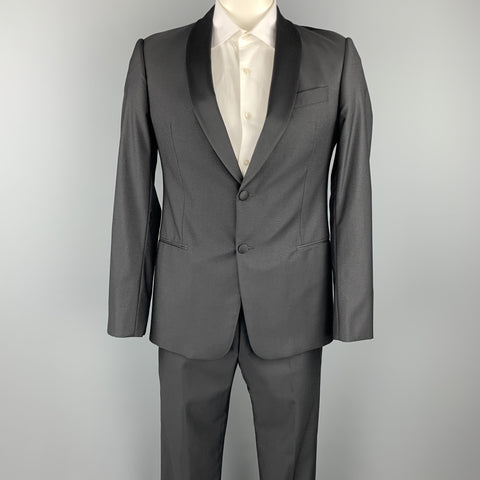 ARMANI COLLEZIONI Size 40 Black Wool / Silk Shawl Collar Tuxedo Suit