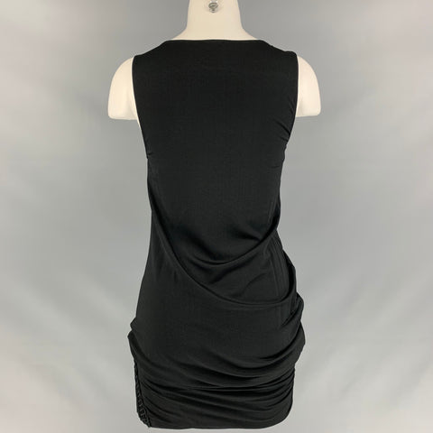 LA PERLA Size 6 Black Rayon & Spandex Crochet Cocktail Dress