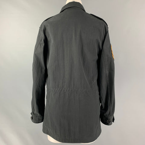 RALPH LAUREN Size 8 Black Cotton Blend Embellishment Jacket