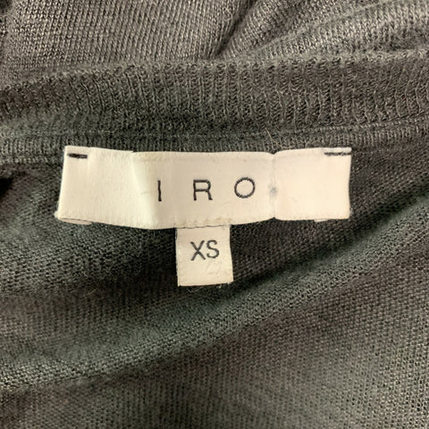 IRO Size XS Black Distressed Linen Crew-Neck T-shirt