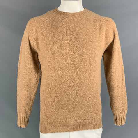 HOWLIN Size L Tan Knitted Wool Crew-Neck Sweater
