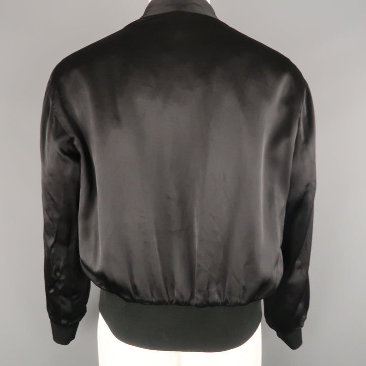 GUCCI by TOM FORD 2001 S Black Dragon Silk Reversible Bomber Jacket