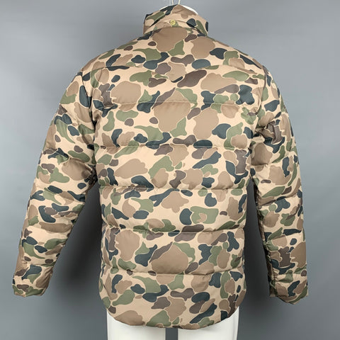 LEVI STRAUSS Size M Olive & Tan Camouflage Cotton / Linen Down Filled Jacket