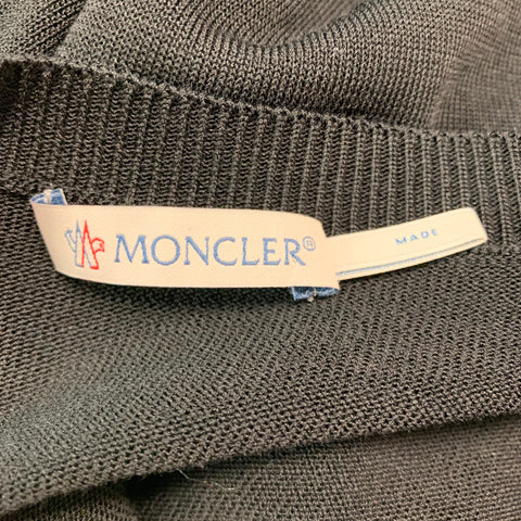 MONCLER Size XL Black Mixed Fabrics Viscose Cotton Short Sleeve Pullover