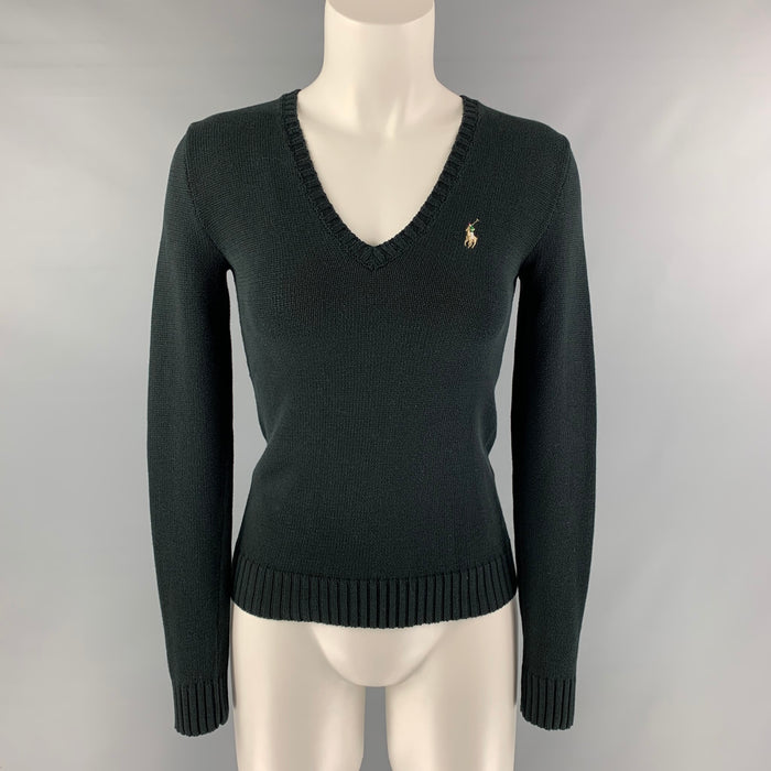 RALPH LAUREN Size XS Black Cotton Pullover