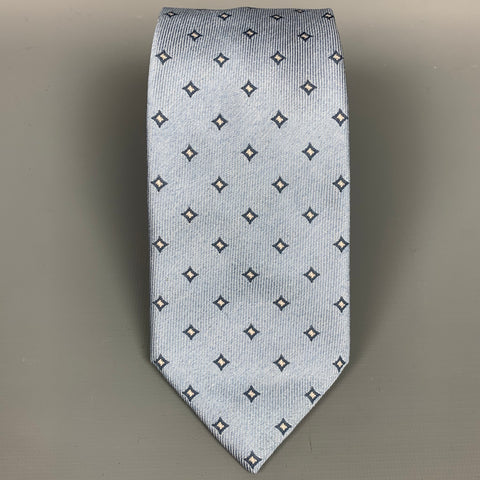BRIONI Light Blue & Cream Rhombus Silk Tie