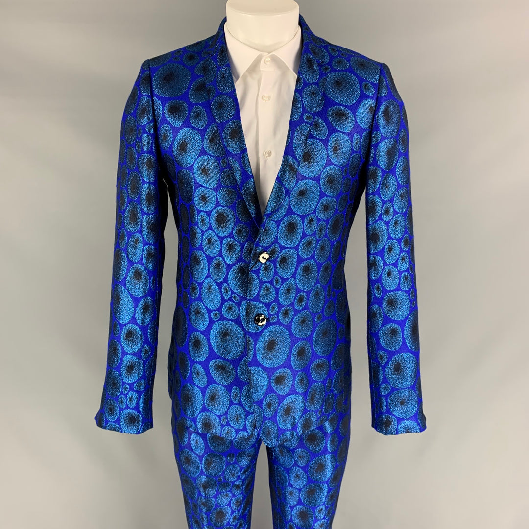 MASATOMO Size 40 Royal Blue Metallic Acrylic Blend Notch Lapel Suit