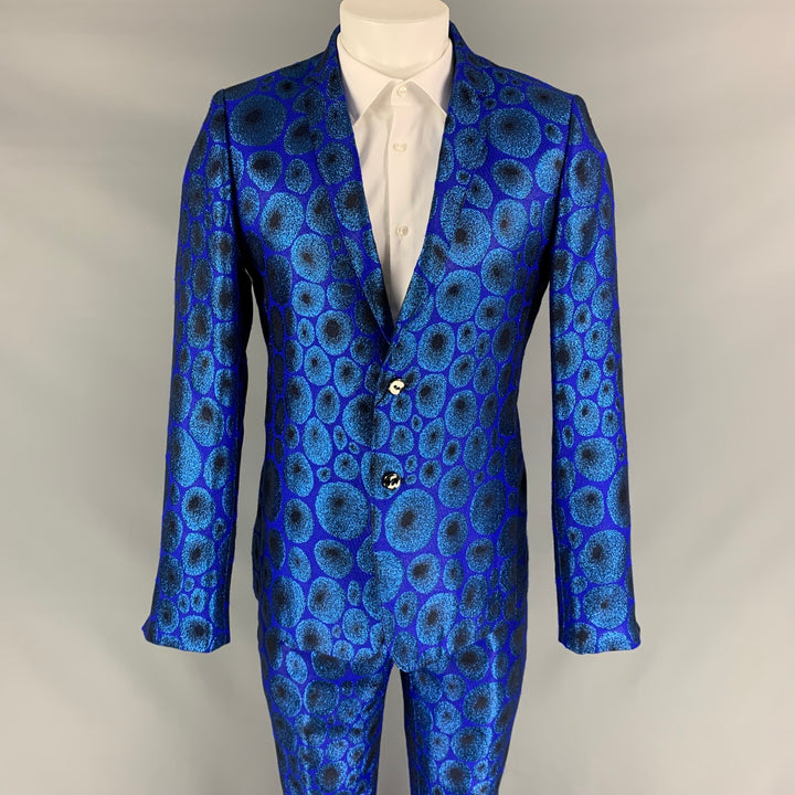 MASATOMO Size 40 Royal Blue Metallic Acrylic Blend Notch Lapel Suit