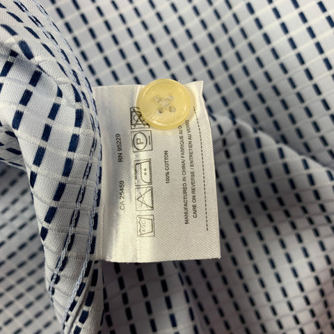 TED BAKER Size L Light Blue Navy Dots Cotton French Cuff Long Sleeve Shirt