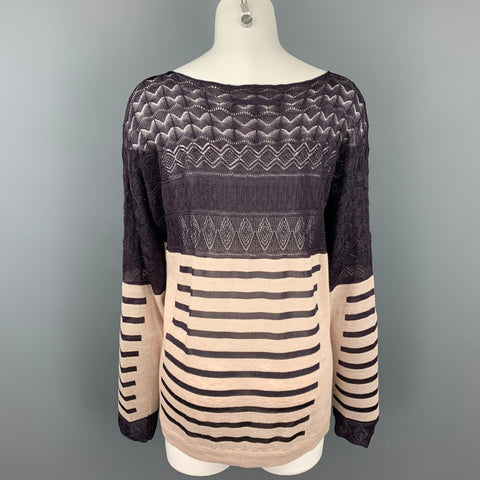 GAULTIER2 par Jean Paul Gaultier Taille M Pull col bateau en lin aubergine et kaki