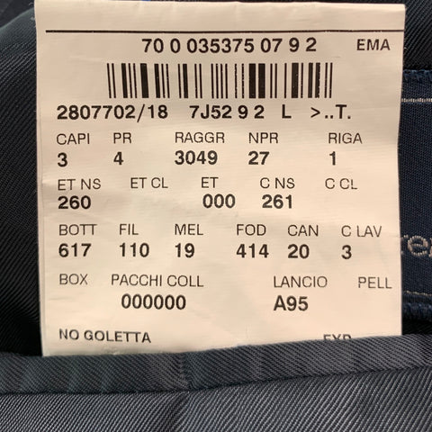 POLO par RALPH LAUREN Taille 42 Long manteau de sport à revers cranté en laine à rayures marine