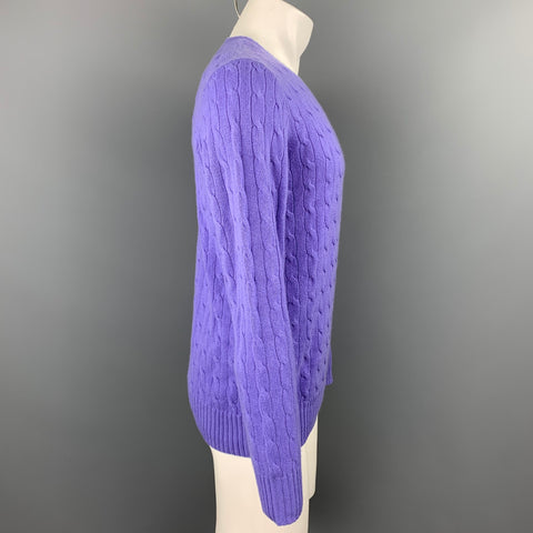 POLO by RALPH LAUREN Size S Purple Cable Knit Cashmere Crew-Neck Sweater