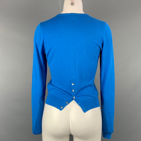 MARGARET OLEARY Size XS Blue Jersey Cotton Buttoned Cardigan