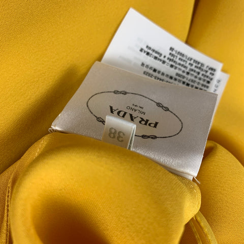 PRADA Size 2 Gold Silk Logo Spaghetti Straps Dress