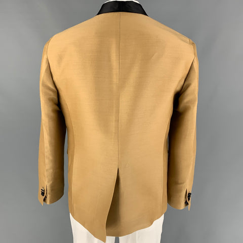 DSQUARED2 Size 46 Tan Black Wool Silk Shawl Collar Sport Coat