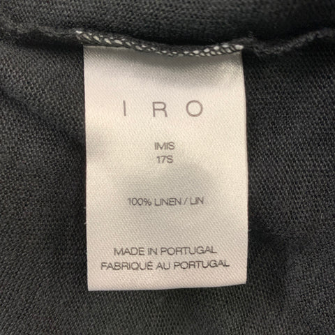 IRO Size XS Black Solid Linen Crew-Neck T-shirt