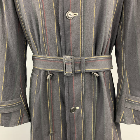 Y's by YOHJI YAMAMOTO Chest Size M Charcoal Stripe Wool Trench Coat
