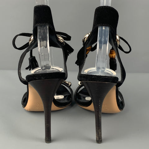 GUCCI Talla 6 Sandalias con tira al tobillo de ante negro