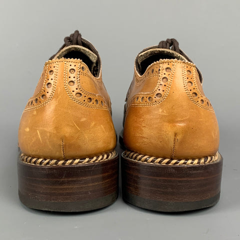 CALZOLERIA HARRIS Size 11 Tan & Brown Perforated Leather Wingtip Lace Up Shoes