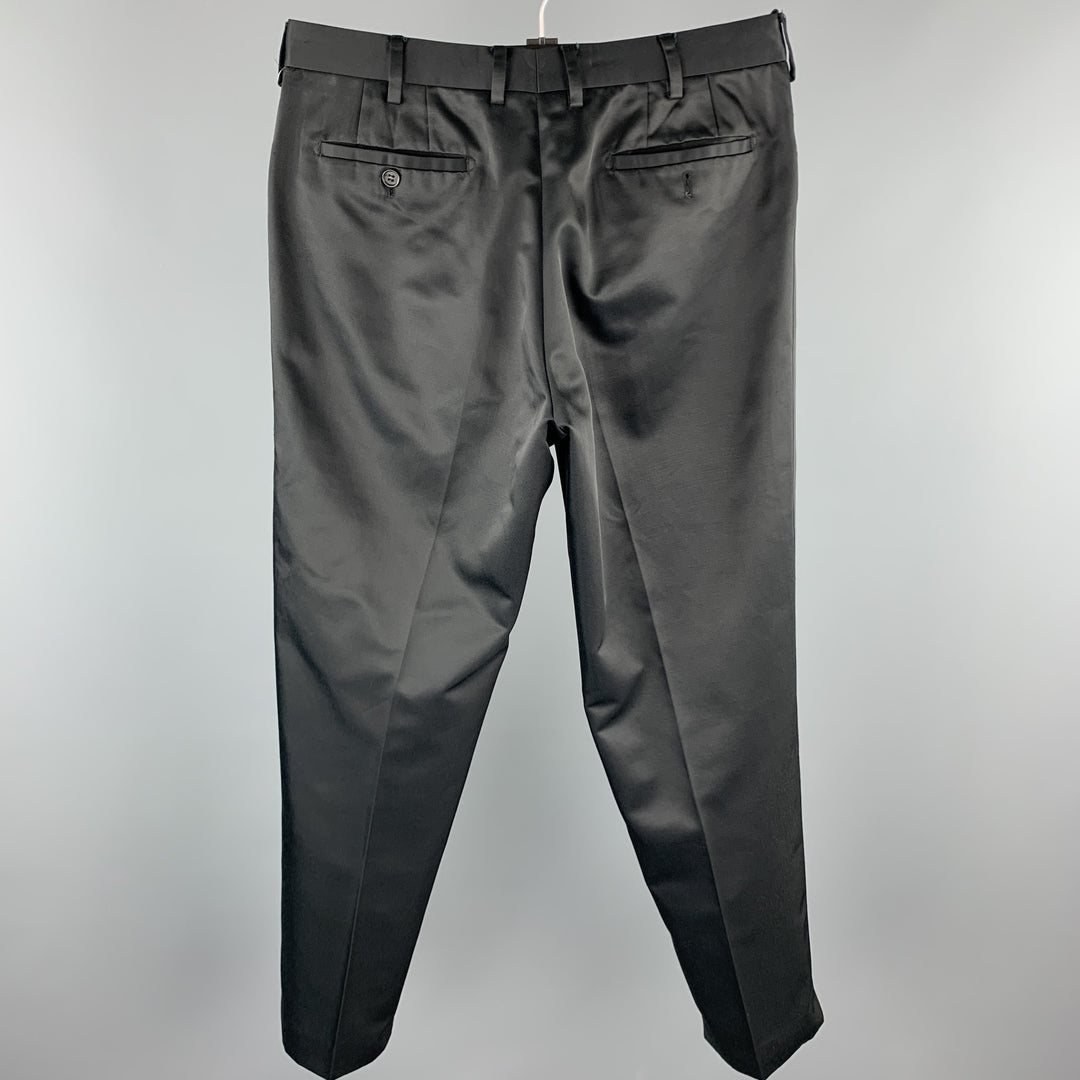 PRADA Size 32 Black Cotton / Nylon Zip Fly Dress Pants