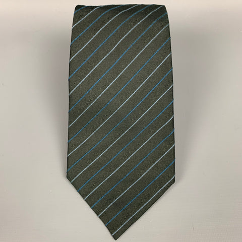 MARC JACOBS Olive Diagonal Stripe Silk Tie