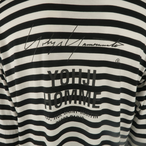 YOHJI YAMAMOTO Size L Black & White Stripe YOHJI HOMME Long Sleeve T Shirt
