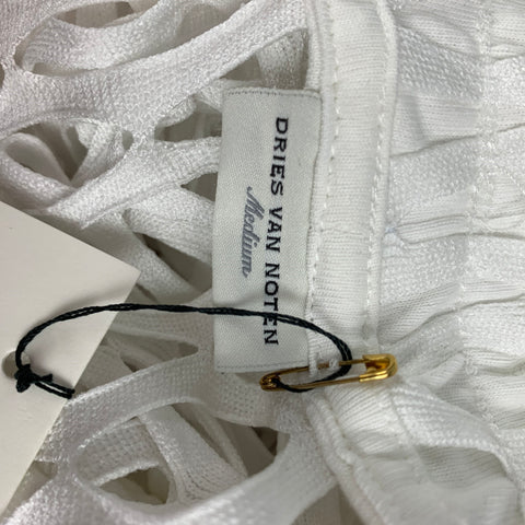 DRIES VAN NOTEN Spring-Summer 2021 Size M White Polyester Mesh Elastic Waistband Skirt