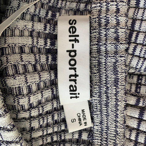 SELF-PORTRAIT SS 21 Size S Blue & Grey Viscose Blend Marbled Pencil Skirt