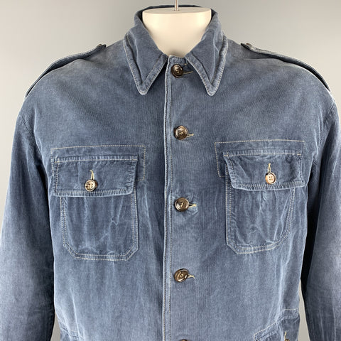 GUCCI Washed Navy Washed Corduroy Embroidered Cat ANIMALIUM Jacket