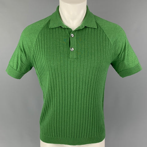 GUCCI Size M Green Cashmere Silk Polo