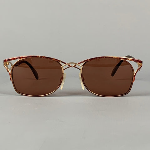 CAZAL Burgundy & Gold Metal Sunglasses