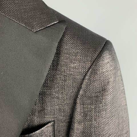 J. LINDEBERG Size 36 Black Woven Cotton Blend Peak Lapel Sport Coat