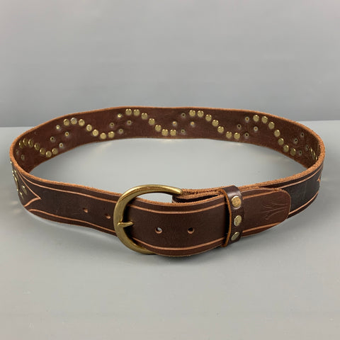 SKIN ON SKINS Size 38 Brown Studded Leather Belt